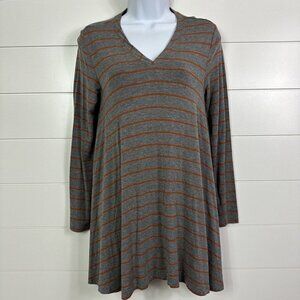 Matilda Jane Striped Long Sleeved Flowy Knit Tee Tunic Top Shirt Gray sz XS